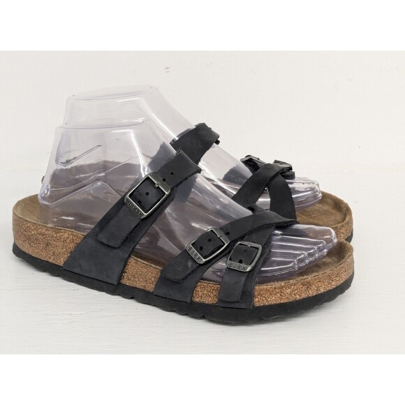 Birkenstock Franca Sandals black Leather EU 37 US Womens 6 6.5 Straps Comfort - Picture 1 of 8
